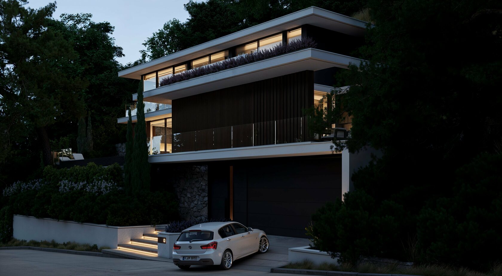 Contemporary villa architecture detail